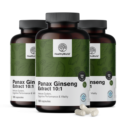 3x Panax Ginseng 300 мг - екстракт от женшен 10:1, общо 540 капсули