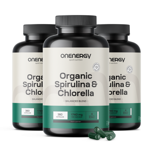 3x BIO Спирулина и хлорела, общо 1080 капсули