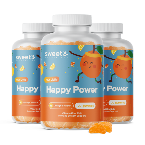 3x Happy Power – гумени бонбони за деца с витамин С, общо 270 гумени бонбона