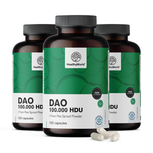 3x DAO diaminooxidáza 100.000 HDU, dohromady 360 kapslí