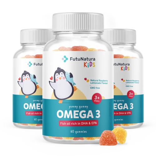 3x OMEGA-3 – Gumové bonbony pro děti, dohromady 180 gumových bonbonů