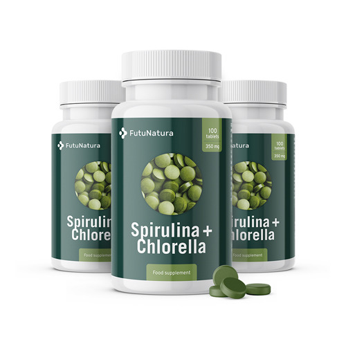 3x Řasy Spirulina + Chlorella, dohromady 300 tablet