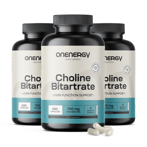 3x Cholin bitartrát 750 mg, dohromady 720 kapslí