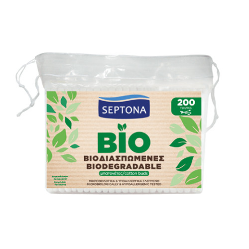Biorozložitelné vatové tyčinky do uší – v sáčku, 200 tyčinek