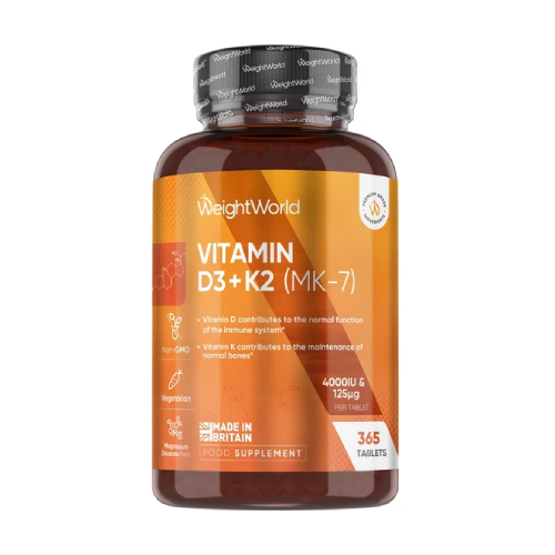 Veganské vitamíny D3 + K2, 365 tablet