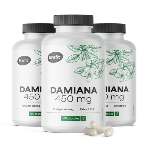 3x Νταμιάνα 450 mg – εκχύλισμα 10:1, συνολικά 300 κάψουλες