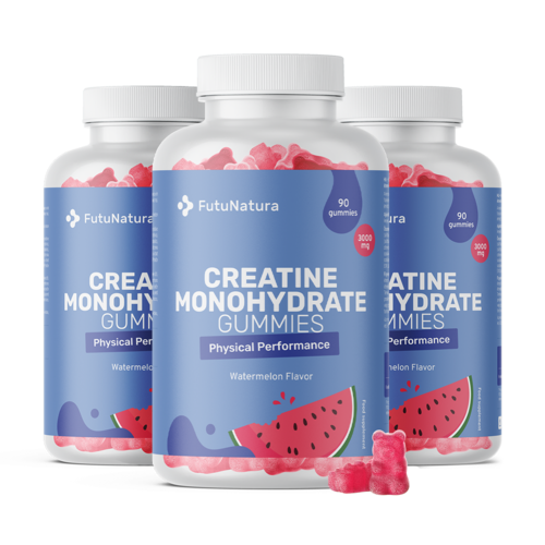 3x Monohidrato de creatina 3000 mg – sandía, en total 270 gominolas