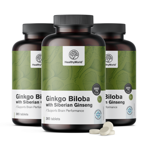 3x Ginkgo biloba y ginseng siberiano 6600 mg, en total 1095 comprimidos