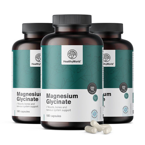 3x Glicinato de magnesio 250 mg, en total 540 cápsulas