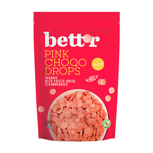 BIO gotas de chocolate - chocolate rosa, 200 g