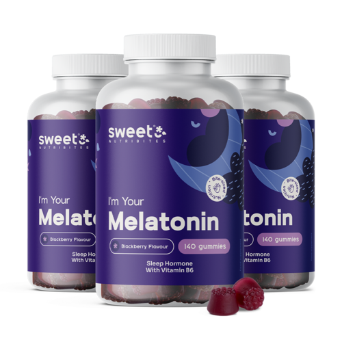 3x Melatonina 1 mg – gominolas con hormona natural, en total 420 gominolas