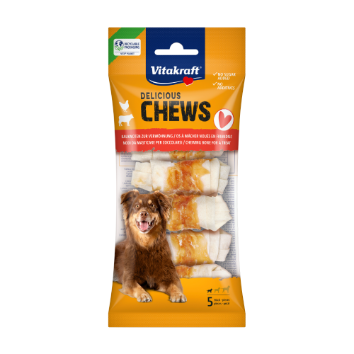 Delicious Chews  žvýkací uzly s kuřecím masem pro psy – S, 70 g