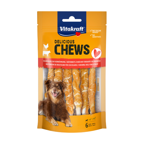 Delicious Chews  žvýkací rolky s kuřecím masem pro psy – S, 6 kusů