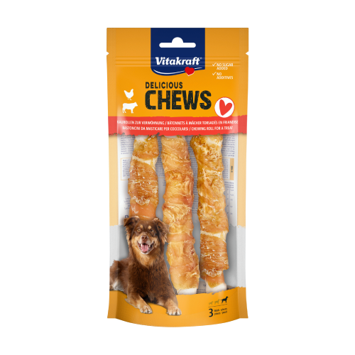 Μασώμενα ρολάκια Delicious Chews με κοτόπουλο για σκύλους – L, 3 τεμάχια