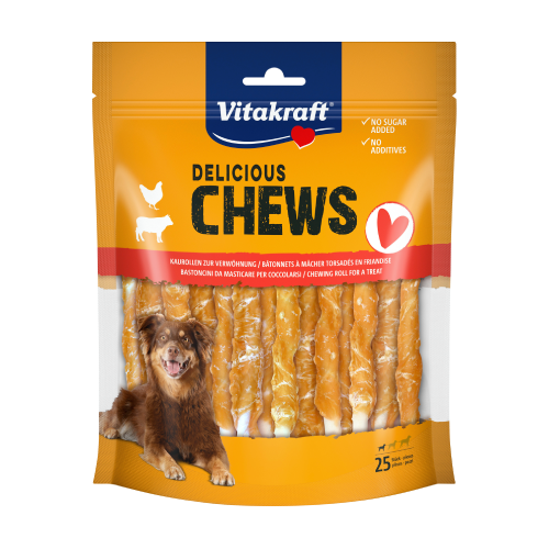 Μασώμενα ρολάκια Delicious Chews με κοτόπουλο για σκύλους – S, 25 τεμάχια