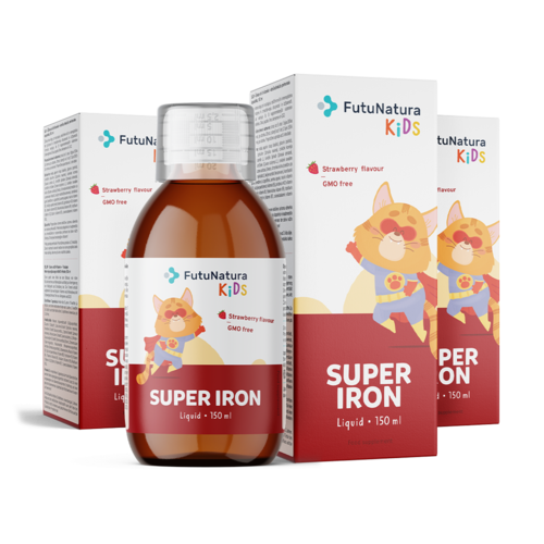 3x Super Iron:  Fer + vitamines B – Complément alimentaire liquide pour enfants, ensemble 450 ml