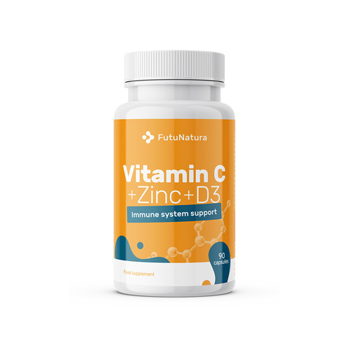 Vitamine C + Zinc + Vitamine D3, 90 gélules