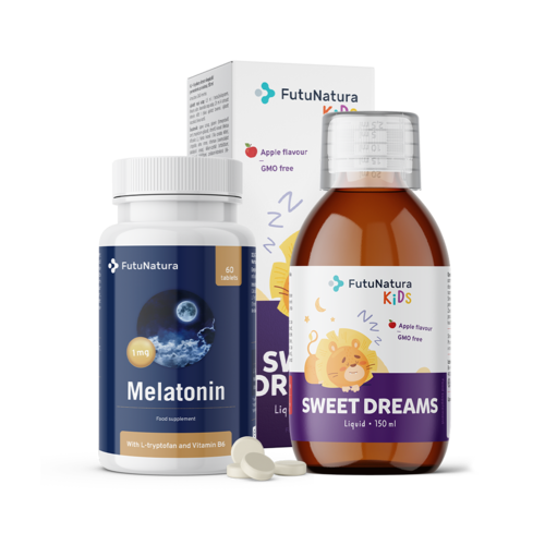 Nuit calme : mélatonine + complément alimentaire liquide pour enfants, kit