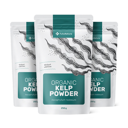 3x Poudre de Kelp BIO, ensemble 750 g
