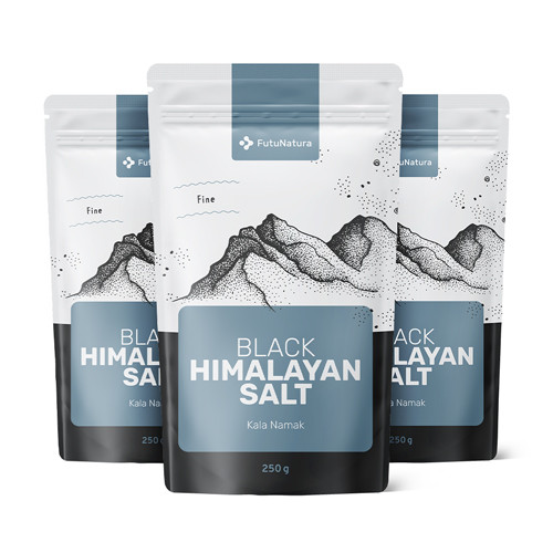 3x Sel noir de l'Himalaya, finement moulu, ensemble 750 g