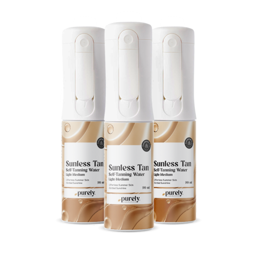 3x Sunless Tan – brume autobronzante pour le corps (Light–Medium), ensemble 270 ml