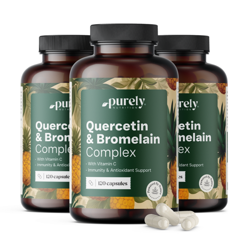 3x Quercétine et broméline - un complexe pour le système immunitaire, ensemble 360 gélules