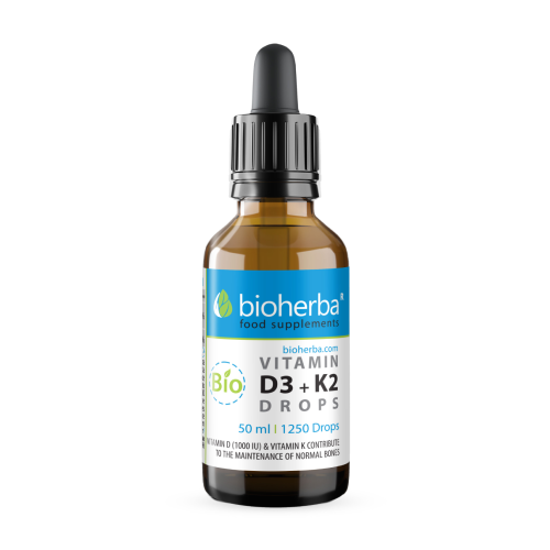 BIO βιταμίνη D3 + K2 σε σταγόνες, 1250 σταγόνες