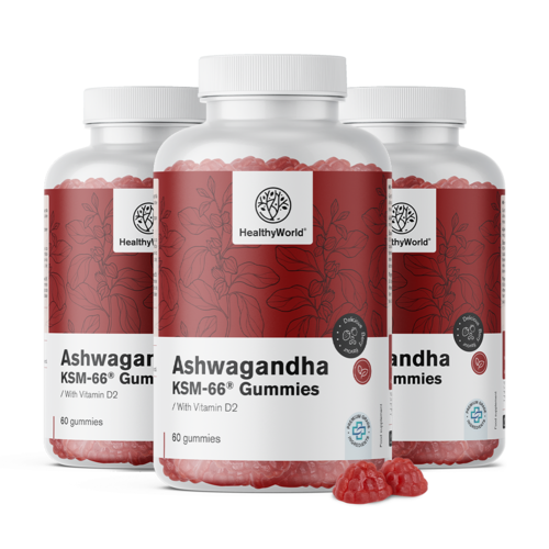3x Ashwagandha KSM-66 300 mg, ukupno 180 gumenih bombona