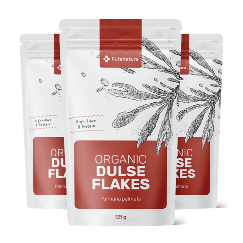 3x BIO Dulse pahuljice – 100 % listovi alge dulse, ukupno 375 g