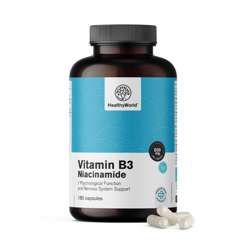 B3-vitamin 500 mg – niacinamid, 180 kapszula
