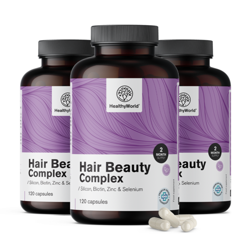 3x Hair Beauty Complex – Vitaminok és ásványi anyagok a haj számára, összesen 360 kapszula