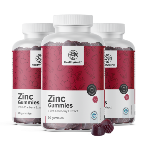 3x Cink tőzegáfonya kivonattal – gumicukor az immunrendszer számára, összesen 270 gumicukor