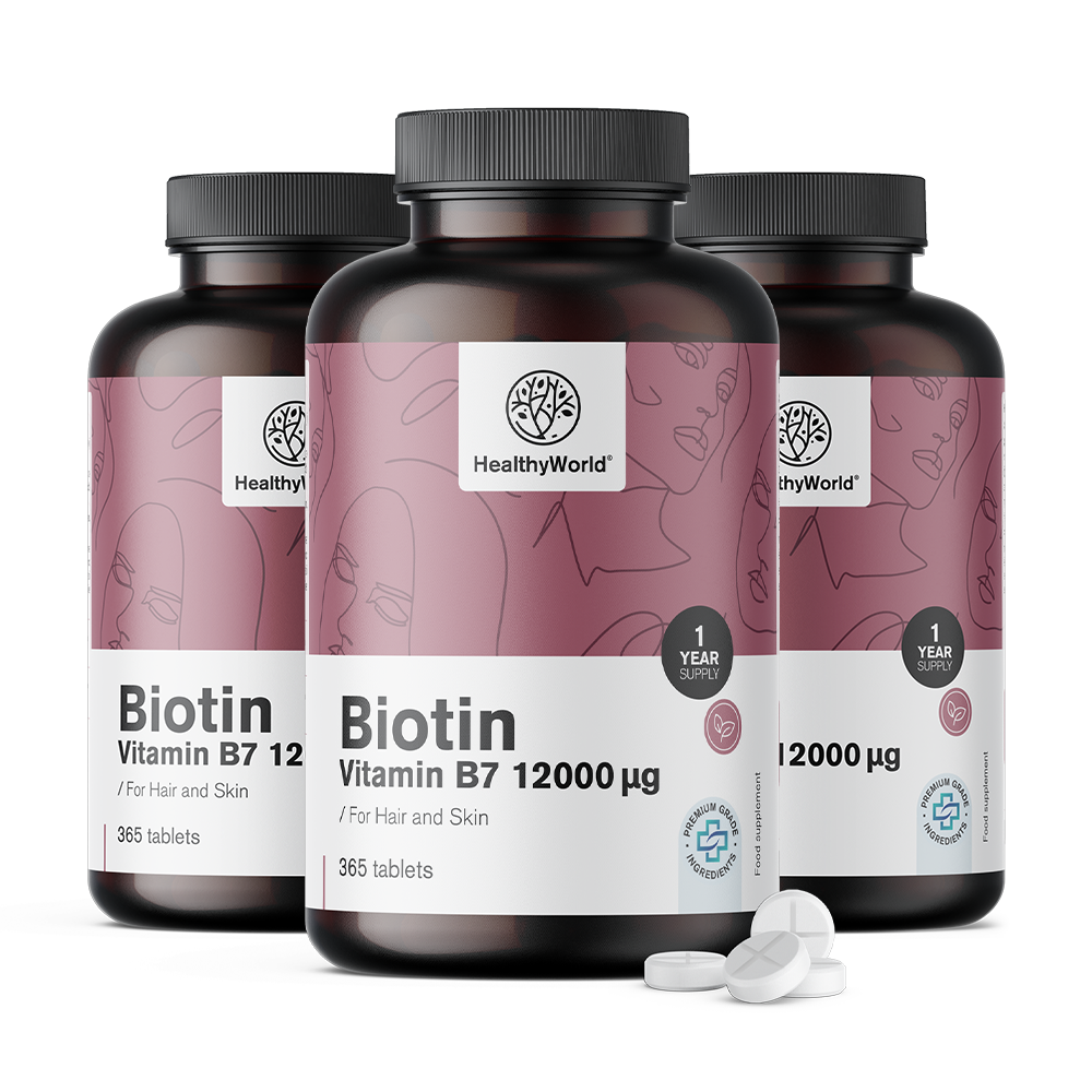 Biotin 12000 µg ve tabletách.