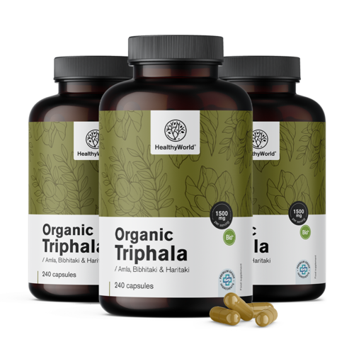 3x Triphala BIO 1500 mg, ensemble 720 gélules