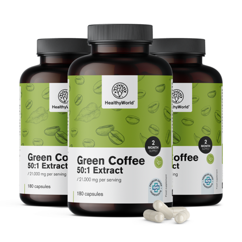 3x Café vert 21 000 mg - Extrait 50:1, ensemble 540 gélules