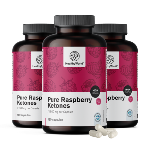 3x Cétones de framboise 1500 mg, ensemble 540 gélules