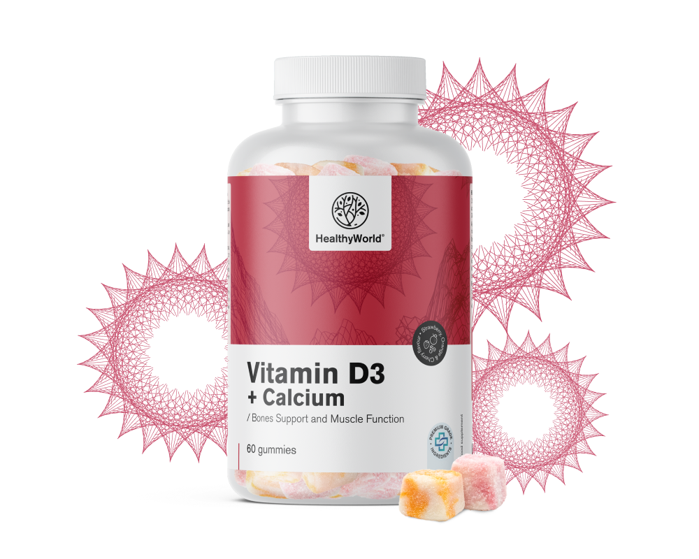 Vitamina D3 + calcio – caramelle gommose per muscoli, ossa e denti
