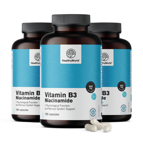 3x Vitamina B3 500 mg – niacinamidee, totale 540 capsule