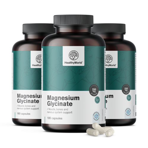 3x Glicynian magnezu 250 mg, razem 540 kapsułek
