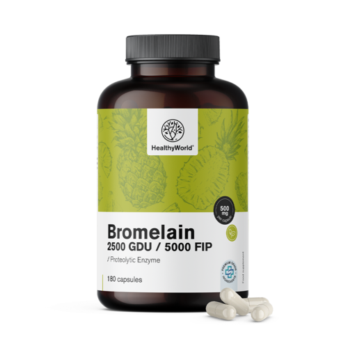 Bromelaina 500 mg, 180 kapsułek