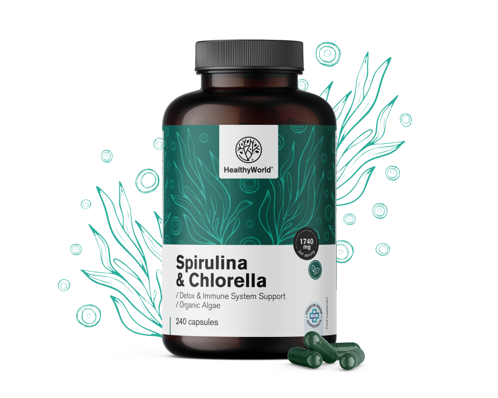 Spirulina i chlorella 1740&nbsp;mg