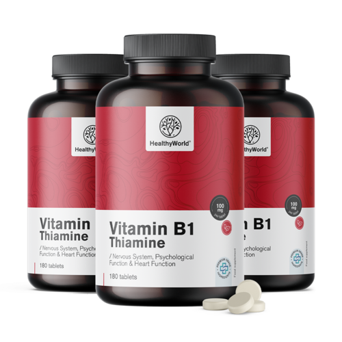3x Vitamina B1 – tiamina 100 mg, total de 540 comprimidos