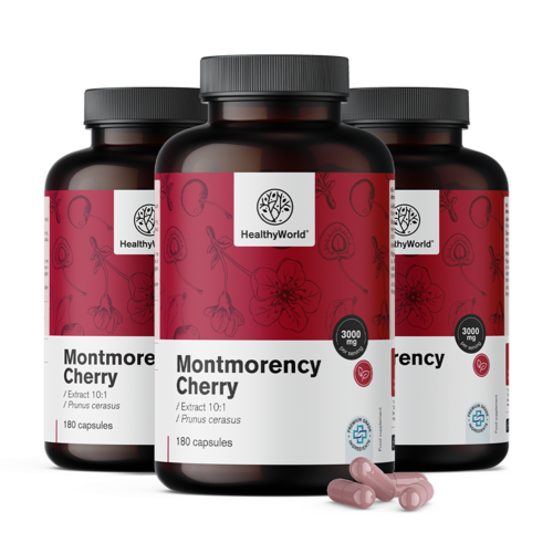 3x Cereja Montmorency 3000 mg, total de 540 cápsulas