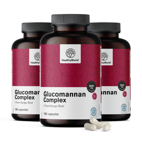 3x Glukomanán komplex 3000 mg, spolu 540 kapsúl