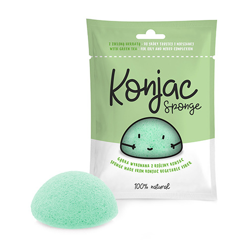 Konjac – spugna per la pulizia del viso, verde, 1 pezzo