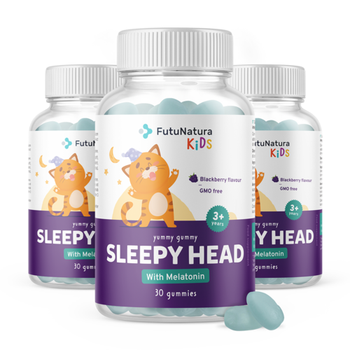 3x SLEEPY HEAD - Caramelle gommose per bambini per il sonno, totale 90 caramelle gommose