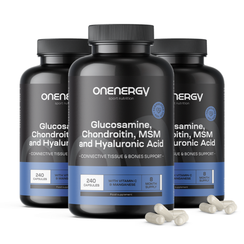 3x Glucosamina, condroitina, MSM e acido ialuronico, totale 720 capsule