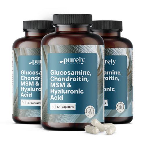 3x Glucosamina, condroitina, MSM e acido ialuronico, totale 360 capsule