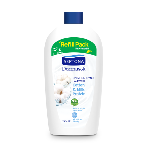 Spone per le mani Dermasoft - cotone e latte, 750 ml
