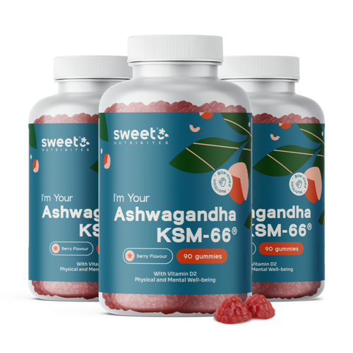 3x Ashwagandha KSM-66 300 mg, totale 270 caramelle gommose